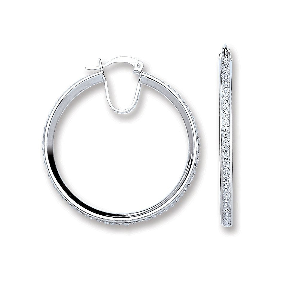 Silver Single Row Crystal Hoop Earrings - Fine Ring - Certified Authentic - Swiss Made – Luxury Jewellery by Imperial